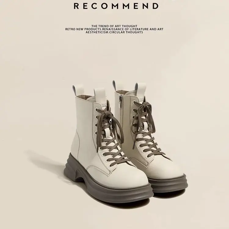 Boot Martin, Phong Cách Anh Quốc Mới 2024, Dành Cho Nữ, Màu Nâu, Thích Hợp Cho Mùa Lò Xo Và Mùa Thu, Thiết Kế Nâng Đáy, Kiểu Dáng Ngắn, Phong Cách Phương Tây
