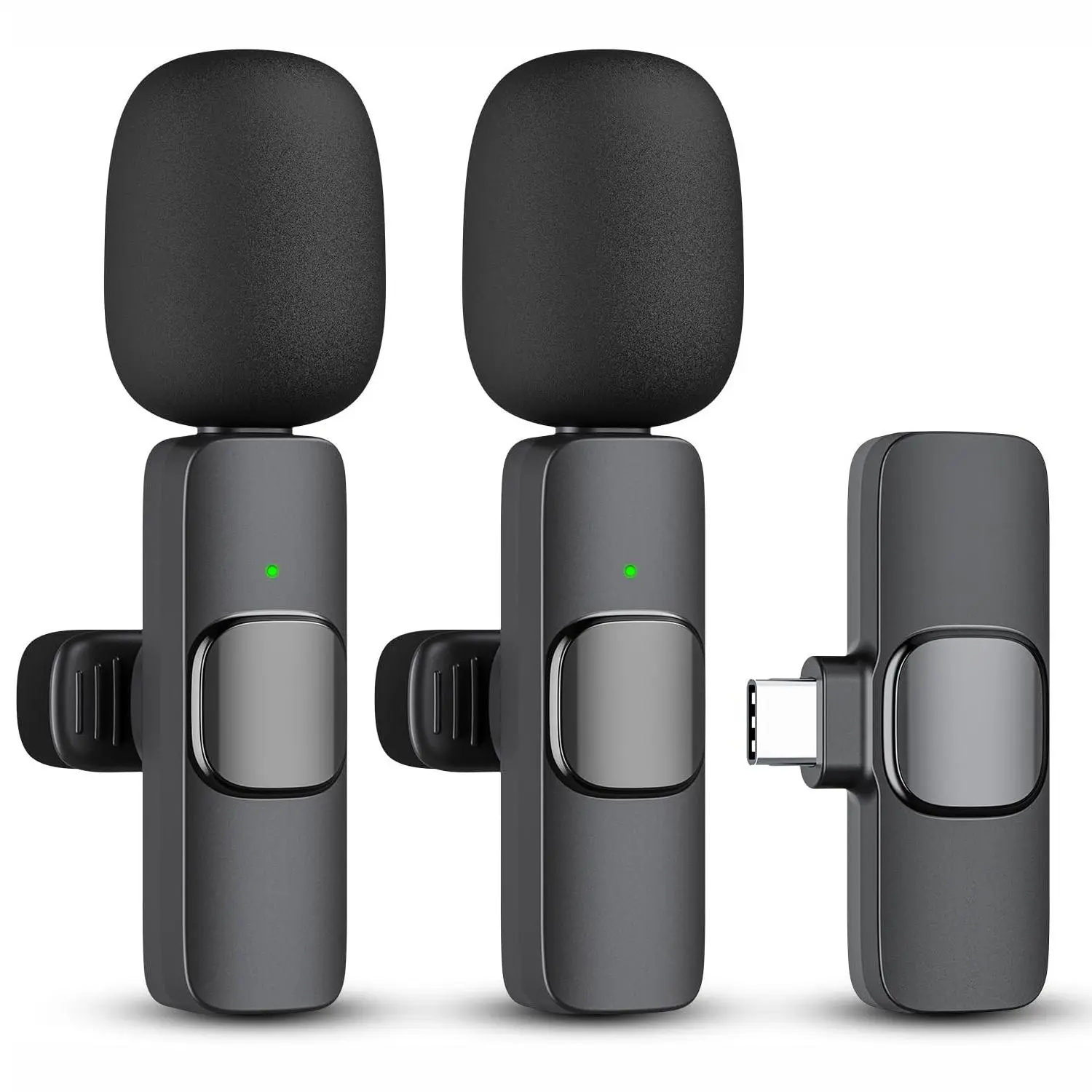 Wireless Lavalier Microphone, USB Rechargeable Noise Cancelling Lavalier Microphone, Plug and Play Wireless Microphone for Video Recording Interview Podcast Vlog, Audio
