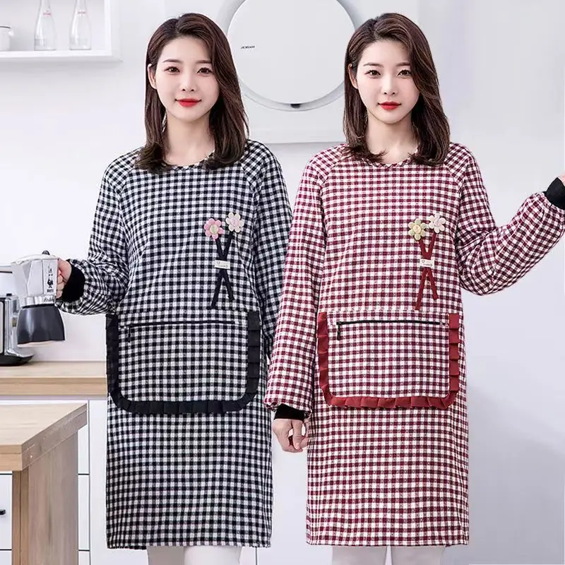 Tạp Dề Cotton Dài Tay Thời Trang Nữ, Tạp Dề Bụng Chống Bám Bẩn, Thích Hợp Cho Nhà Bếp, Mặc Quần Áo Lao Động, Phong Cách Hợp Xu hướng Mới, Năm 2025 Đồng Kitchen 3