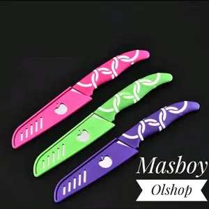 3 Pcs Pisau Sarung Motif Apel / Pisau Buah / Pisau Mini