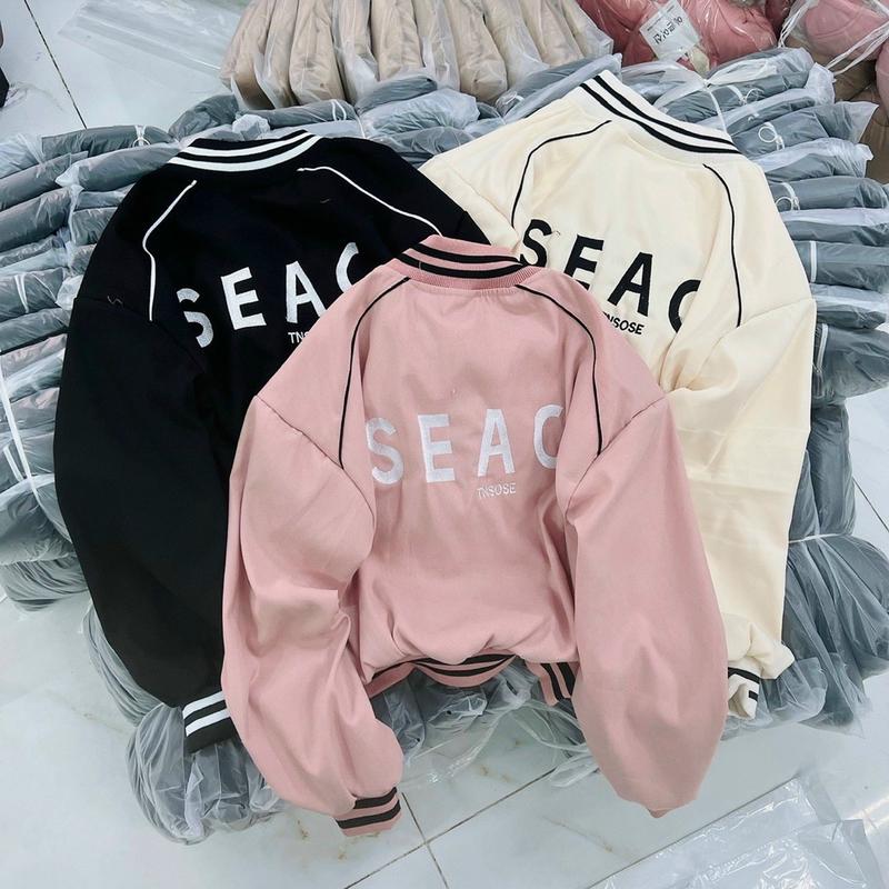Áo khoác lửng croptop bombet thêu seac kaki da lộn 2 lớp unisex ulzzang nam nữ