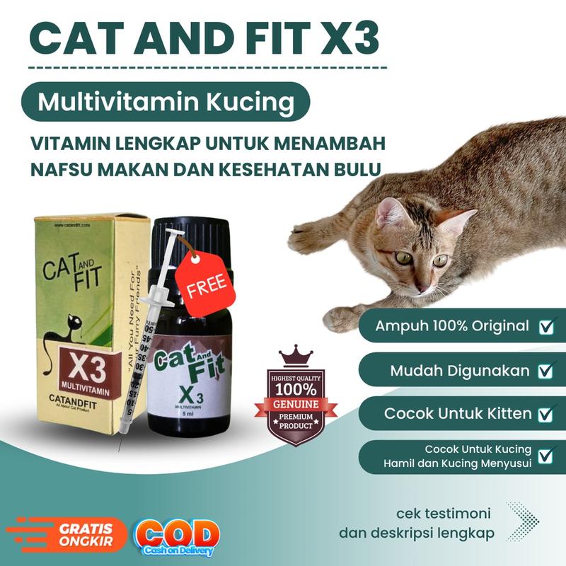 Cat And Fit X3 Multivitamin kucing gemuk bulu lebat cocok untuk vitamin kitten 1