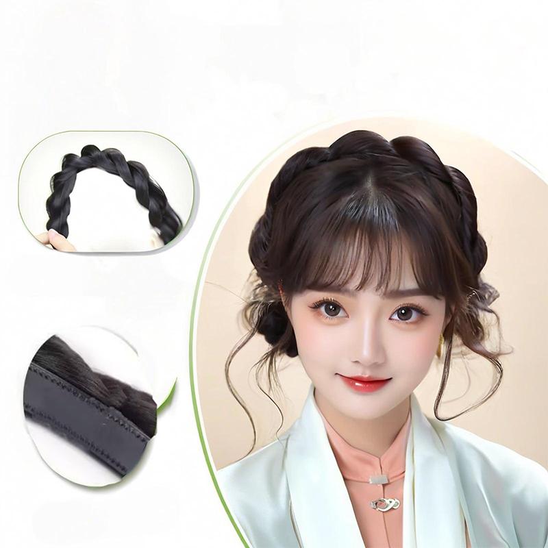 Băng Đô Tóc Giả Tổng Hợp, Dành Cho Nữ, Bện Tóc, Vô Hình, Thời Trang, Phụ Kiện Tóc, Phong Cách Bohemian, Băng Đô Tóc Tự Nhiên, Thích Hợp Cho Bữa Tiệc 6