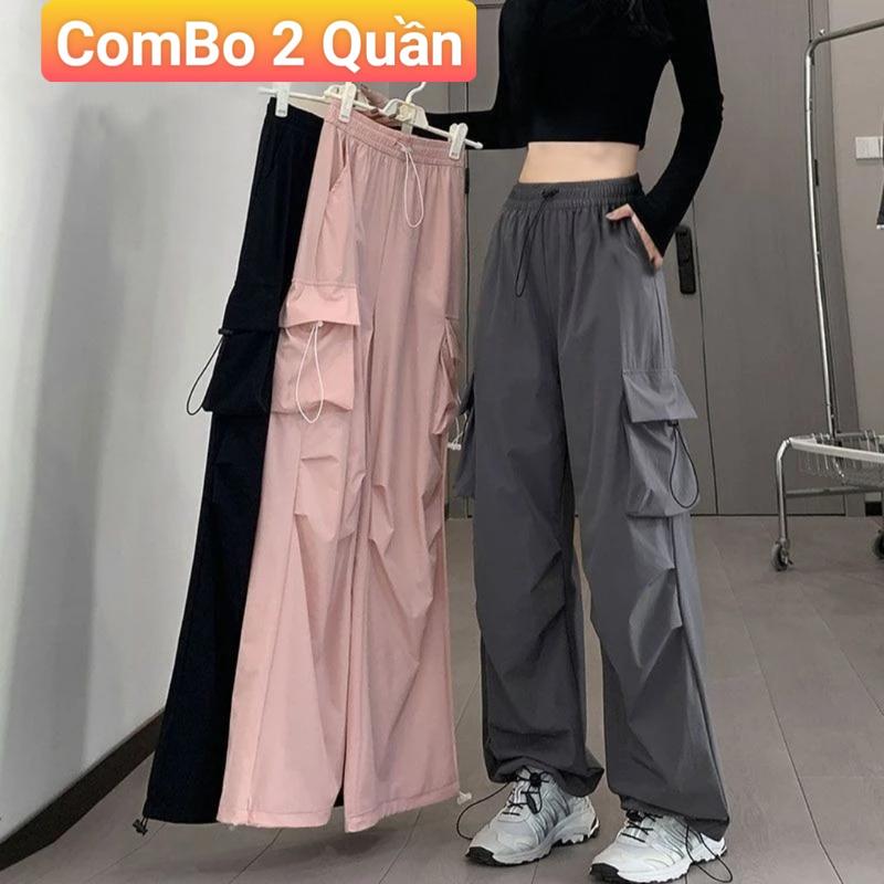 (COMBO 2) Quần túi hộp kaki ống rộng rút dây nam nữ unisex ẢNH THẬT cạp cao lưng thun co giãn form dáng jogger Quần jogger nữ ống rộng mặc Đi chơi học làm cá tính Gym Sport Tập Gym quần tuihop