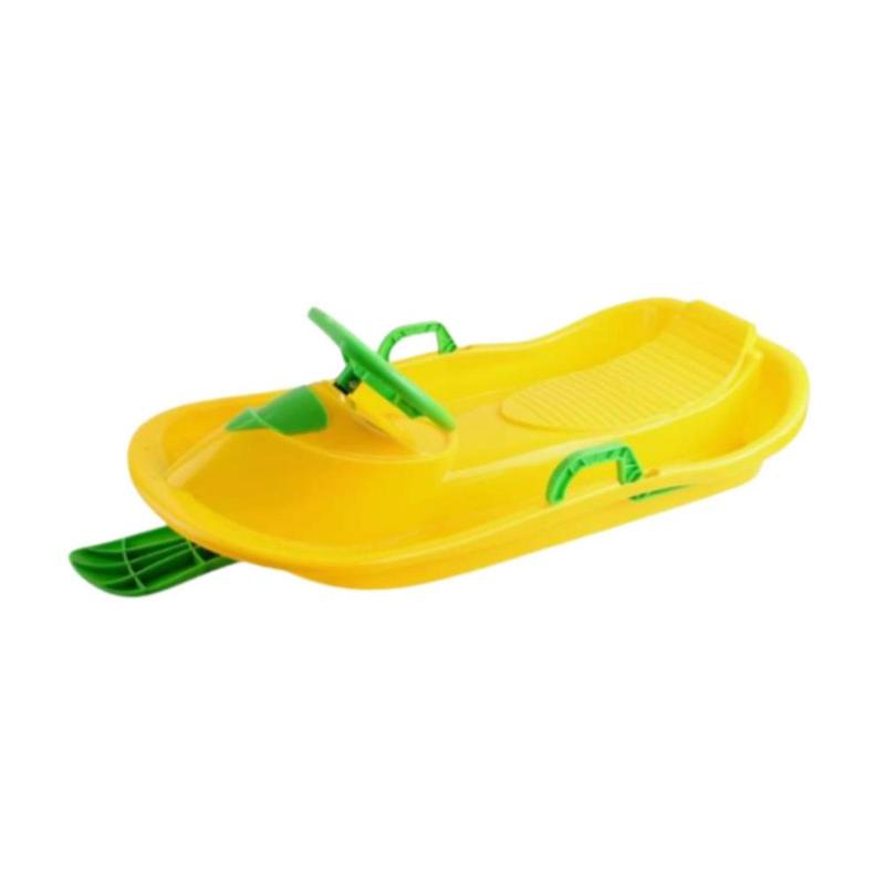 Snow Sled with Steering Wheel and Brake Portable Outdoor Unique for Downhill Versatile Ski Sled for Boys Kids Girls Children 4