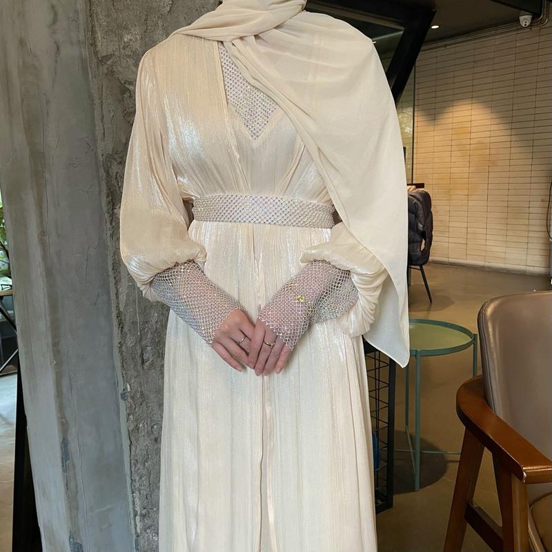 Product Introduction of 2025 Women's Clothing Muslim Abaya Chiffon Long Robe Dress Evening Gown 4