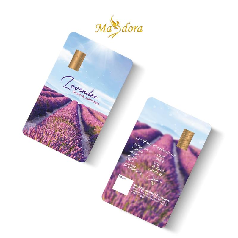 MASDORA 999.9 Gold Bar 1.00GM Flower Series ~ Lavender (EMAS 999.9/24K) 4