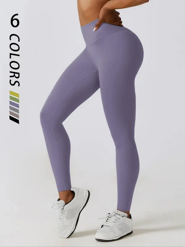 Women's Tummy Control Solid Color High Waist Sports Glam Leggings, Casual Curvy Comfy Breathable Skinny Pants for Yoga Gym Workout Running, Ladies Sportswear Fits for Fall & Winter, Yoga Pants Activewear, Workout Bottoms, Sporty Leggings 5