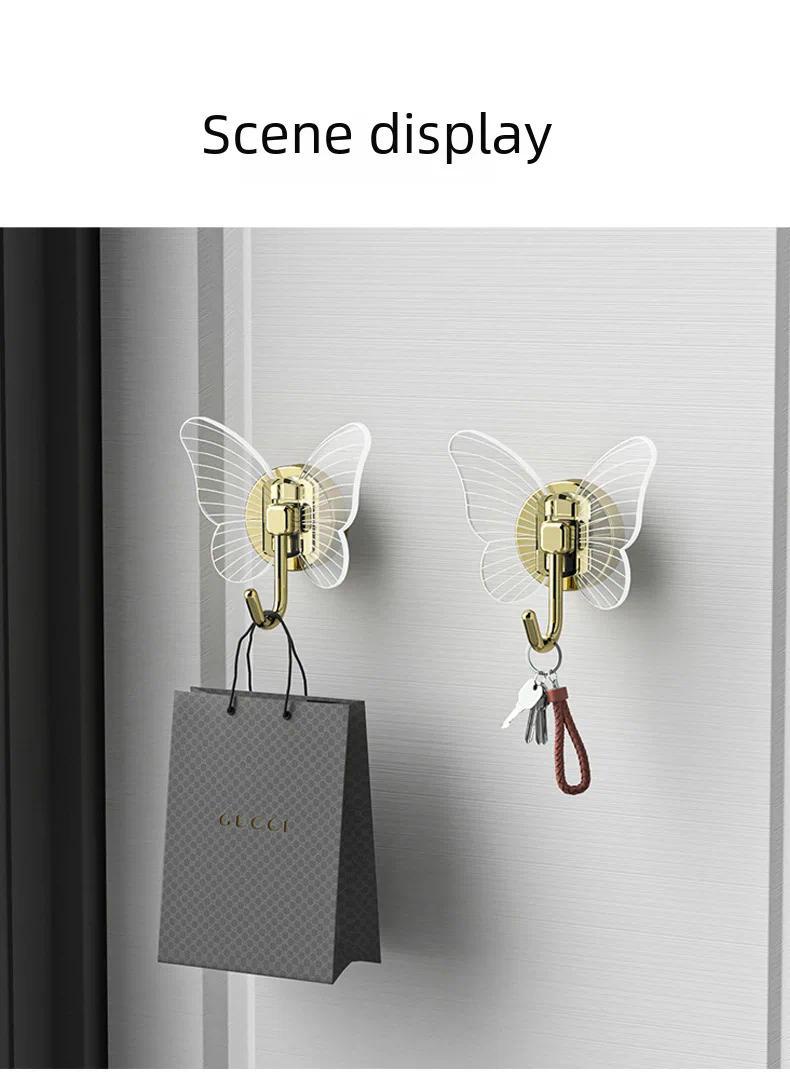 Product Introduction of Elegant Butterfly Hanger Bathroom No-Drill Wall Hook Seamless Hanging Entrance Strong Adhesive Stylish Wholesale Decor Organizer 15