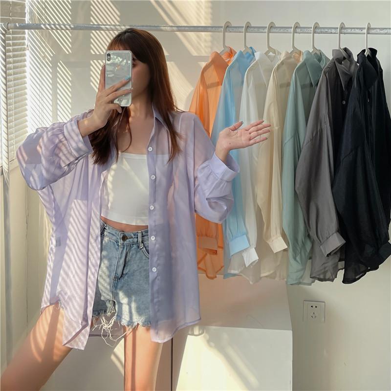Áo Chống Nắng Mỏng, Thời Trang Nữ Mùa Hè, Áo Khoác Áo Cánh Voan Thường Ngày Dáng Rộng Hàng Mới Về 2024, Phong Cách Ins, Miễn Phí Vận Chuyển 4