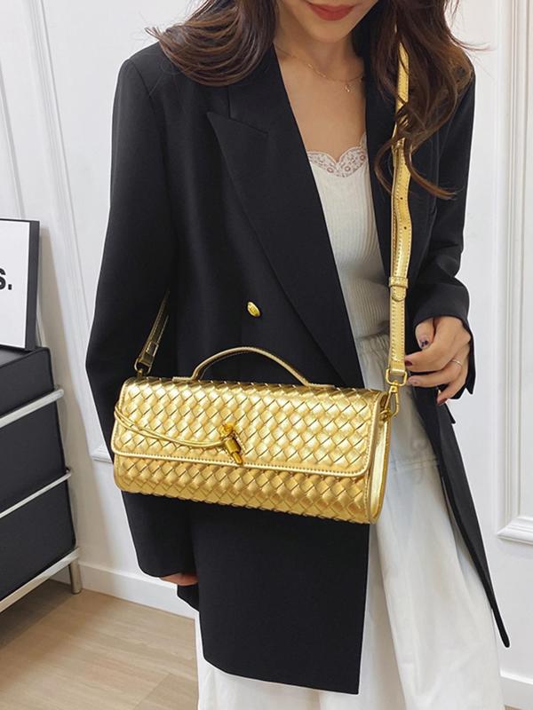 Women's Fashionable Plaid Embossed Handbag, Casual Versatile Shoulder Bag for Daily Used, Trendy All-match Commuter Bag 0