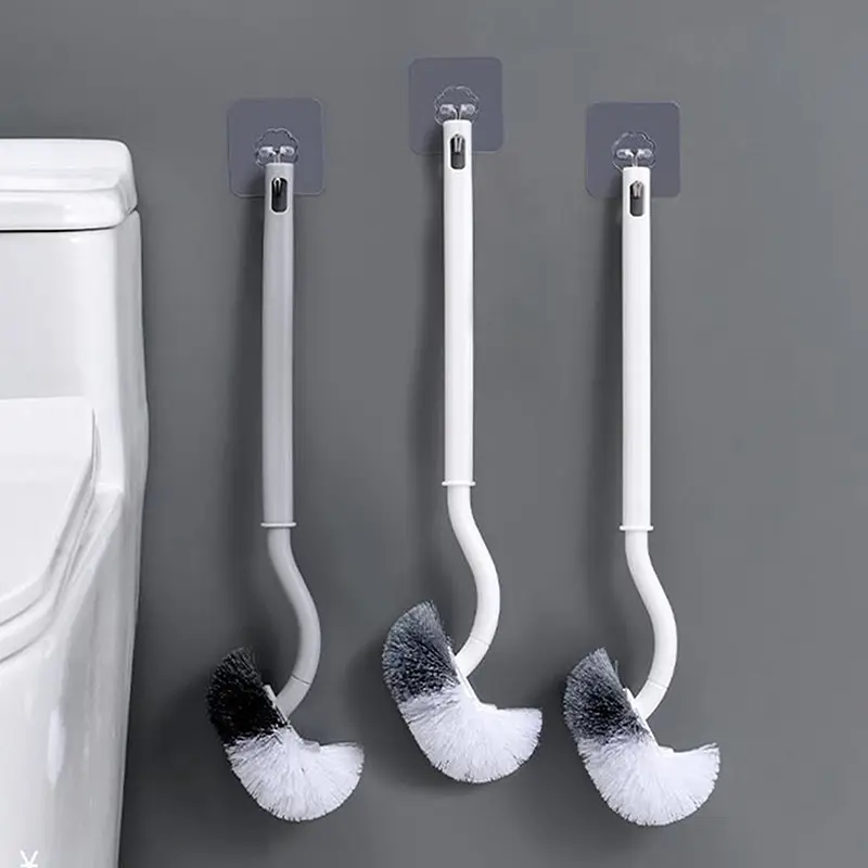 Bàn Chải Nhà Vệ Sinh, Hình Chữ S, Treo Tường, Bàn Chải Làm Sạch, Cán Dài, Lông Mềm, Thích Hợp Để Làm Sạch Nhà Vệ Sinh, Dụng Cụ Phòng Tắm 0
