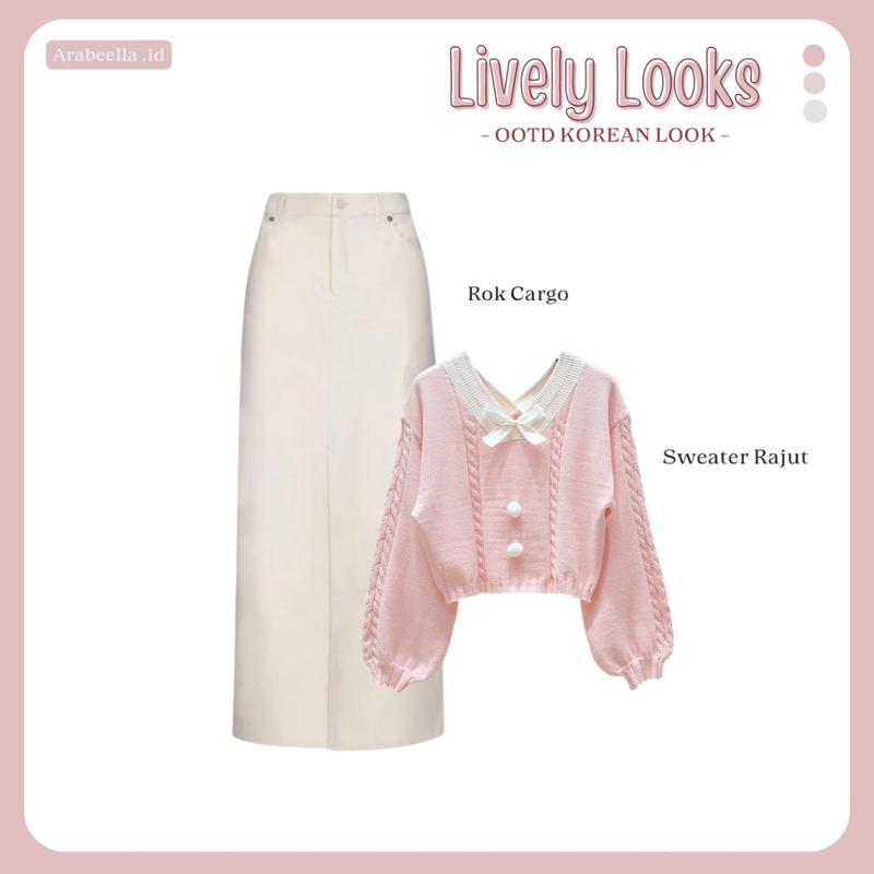 RAMADHAN SALE Setelan Wanita Lively, Rok Cargo, Sweater Rajut, Pashmina Jersey, Outfit Casual, Oneset Korean Panjang Kombinasi Celana Jumpsuit 2
