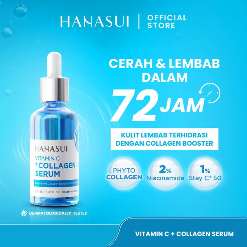 Hanasui Vitamin C + Collagen Serum - Lembap, Hidrasi & Cerah Collagen, 2% Niacinamide & 1% Vitamin C Wajah Essence 1