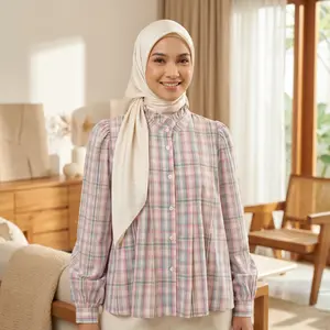 CHICMORE Kemeja Wanita Lengan Panjang  Atasan Retro Wanita 2024