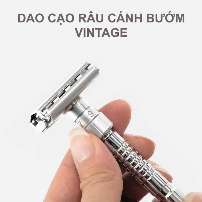 Dao cạo râu dành cho nam giới  bằng INOX 304 có thể tùy chỉnh mở nắp cánh bướm - Tặng 5 lưỡi Platinum