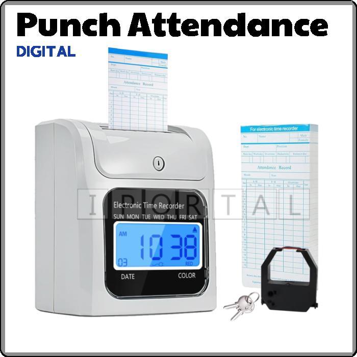 Digital Punch Card Time Recorder Clock Machine Attendance Battery ...