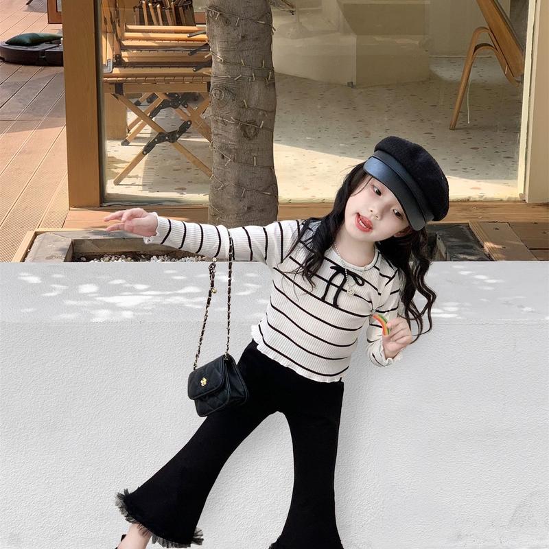 [Dâu Kids Shop] Bộ áo dài tay kèm  ống loe  bé gái váy xinh váy xinh váy hm set  áo quần set đồ  bé gái đồ  đi chơi quần áo cho bé gái