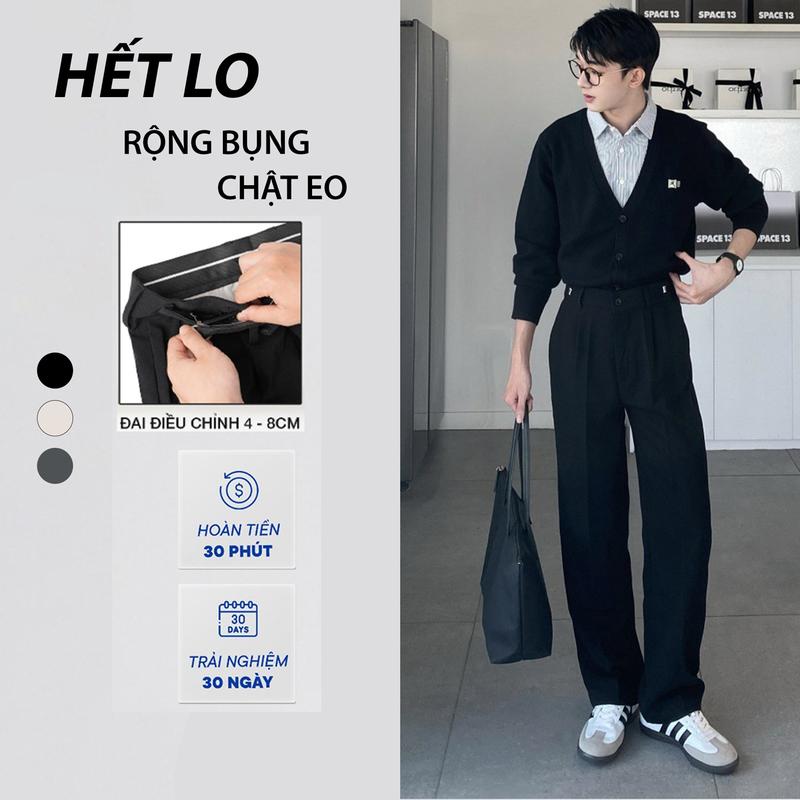 Quần tây ống rộng HK1970, Quần âu cạp điều chỉnh Sidetab, quần âu ống suông phong cách Hàn Quốc Q140