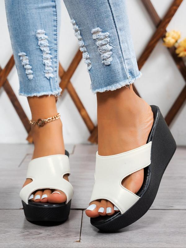 Women's Fashionable Solid Color Wedge Sandals, Casual Comfortable Platform Sandals for Summer, Female All-match Round Toe Sandals for Daily Wear, Walking Shoes 1