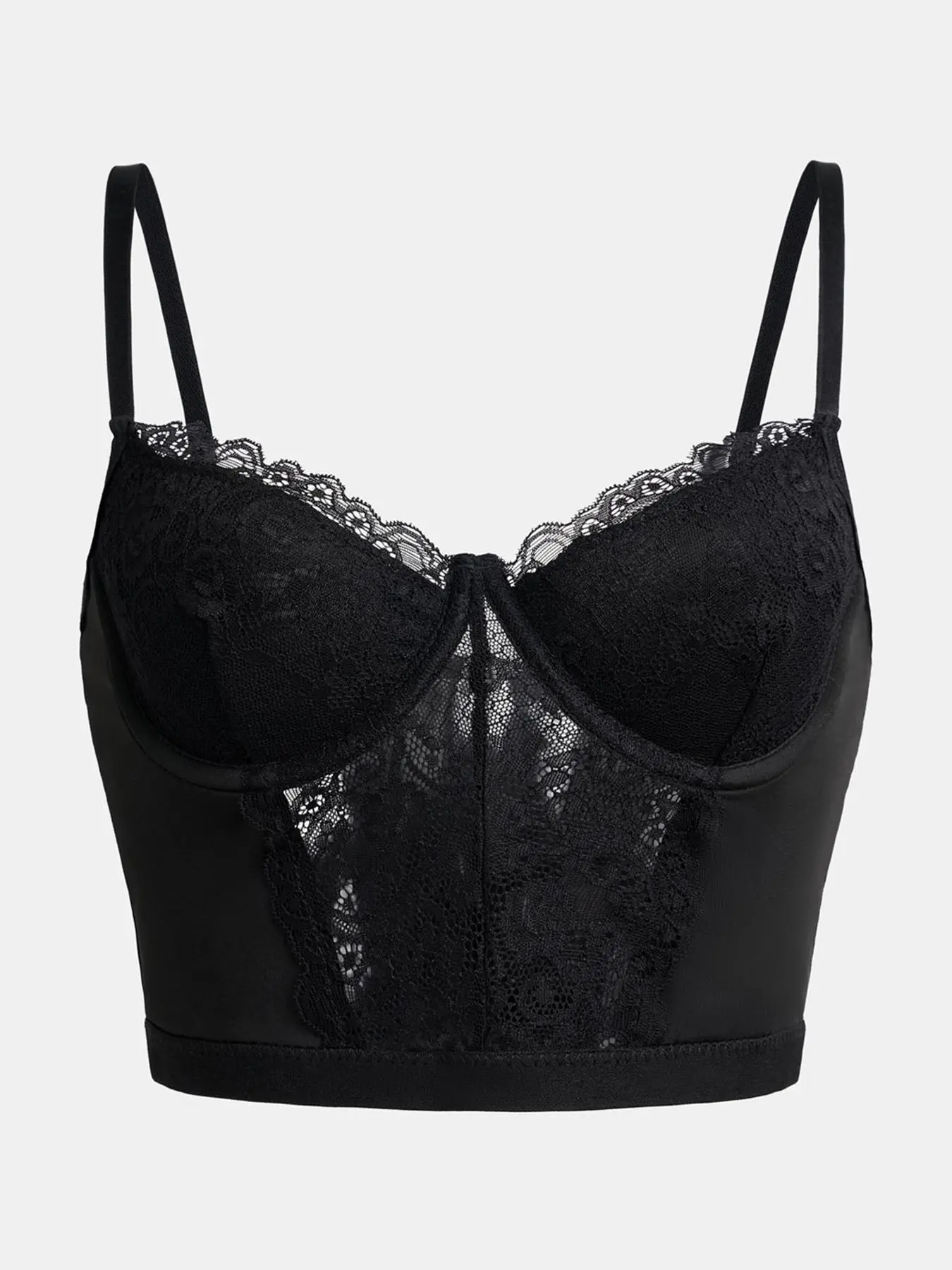 Women's Plain Lace Corset Push Up Bra, Elegant Comfy Adjustable Strap Bra, Ladies Lingerie Top for All Seasons