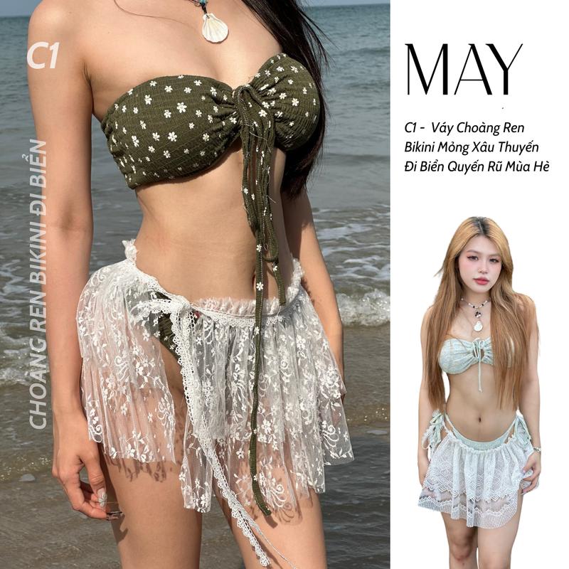 C1 -  Váy Choàng Ren Bikini Mỏng Xâu Thuyến  Đi Biển Quyến Rũ Mùa Hè 0