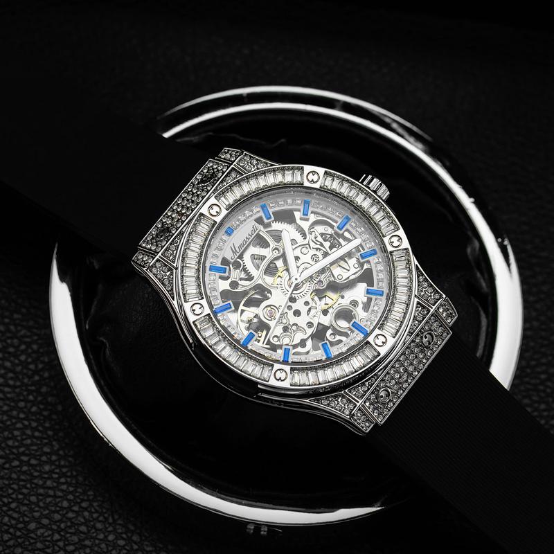 N199 TT - Đồng hồ nam mmasseti tặng kèm hộp luxury máy cơ full đá sang trọng,khóa bấm thông minh