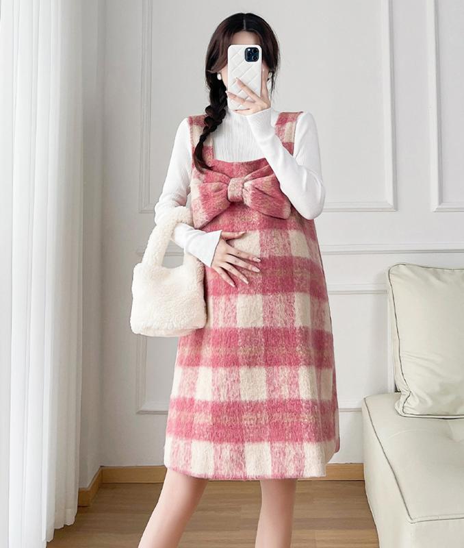 Young Mom | Set yếm bầu Y531 form suôn A gọn bầu màu sắc tươi tắn phong cách trẻ trung chất dày dặn ấm áp mùa Đông hàng nhập Quảng Châu Thai sản Thai kỳ Thoải mái Voi Váy Bầu Đầm Bầu