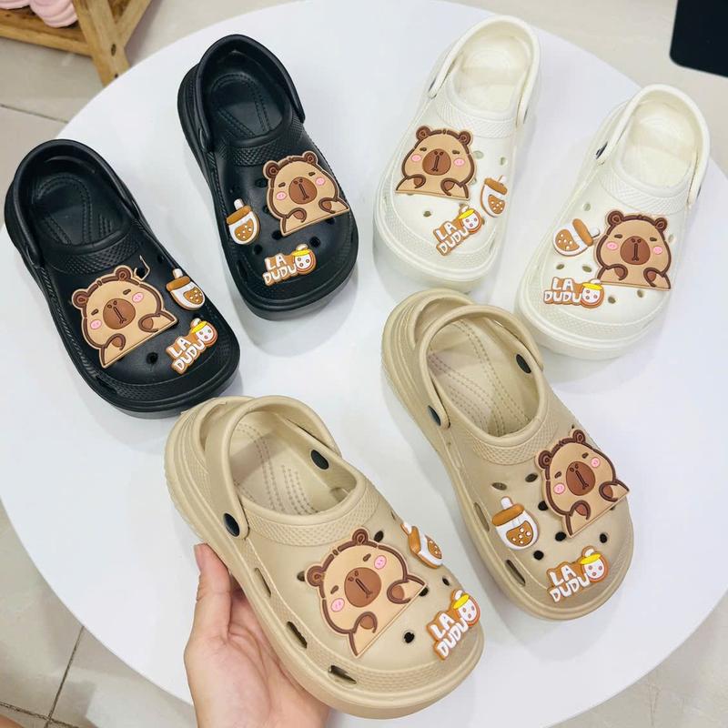 GIÀY SỤC CHO BÉ GÁI HÌNH GẤU Capybara siêu dễ thương đế cao 5cm siêu nhẹ