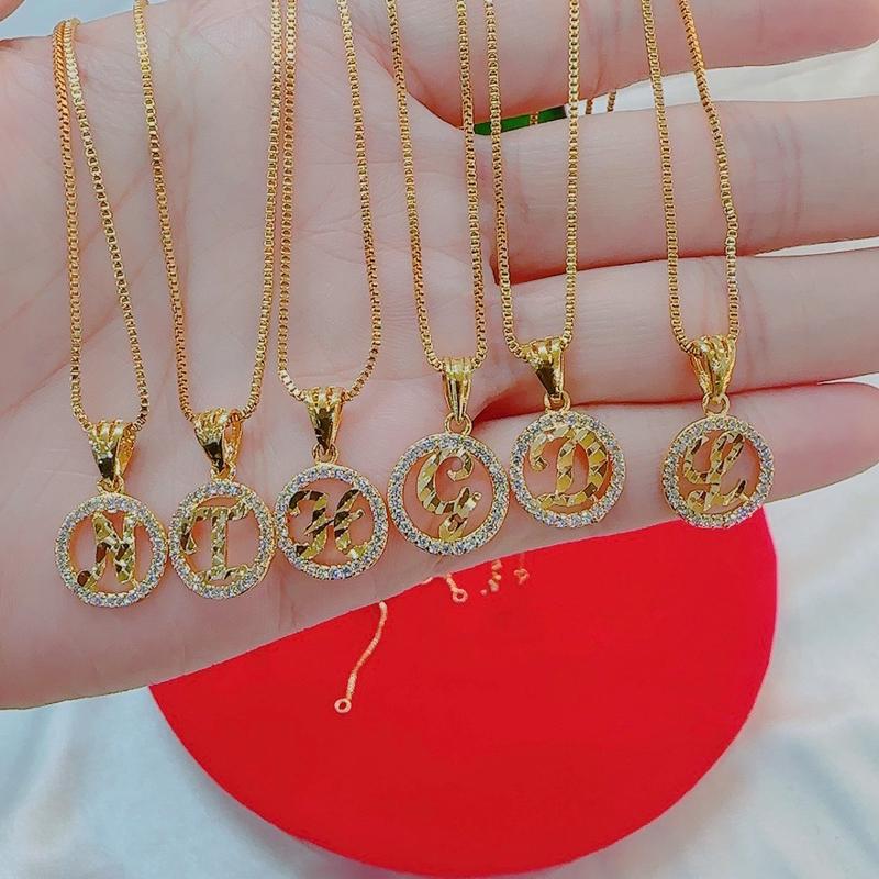 Dây chuyền mì nhuyễn mặt chữ cái theo tên(Dây chuyền dài 46cm là mặt nhỏ và dây nhỏ)