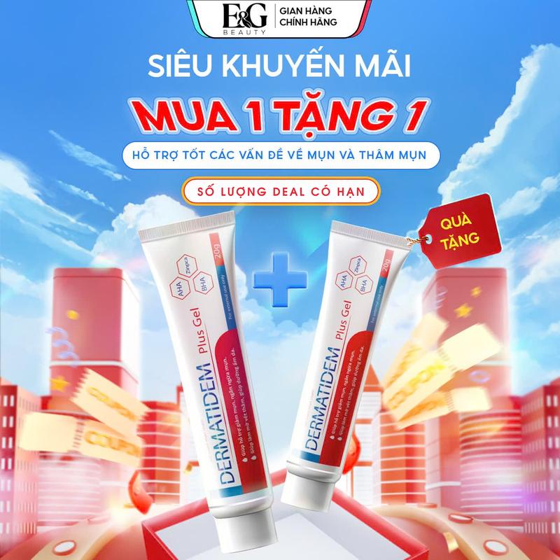 [MUA 1 TẶNG 1] Gel Chấm Mụn Dermatidem Plus 20g Hỗ Trợ Giảm Mụn Mờ Thâm Skincare Chăm Sóc Da Mụn Hỗ Trợ Gom Còi Mụn