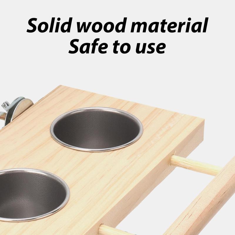 Wooden Bird Feeder with Wooden Platform, Removable Water Cup, Parrot Feeder, Pet Supplies, Feeding Tools 3
