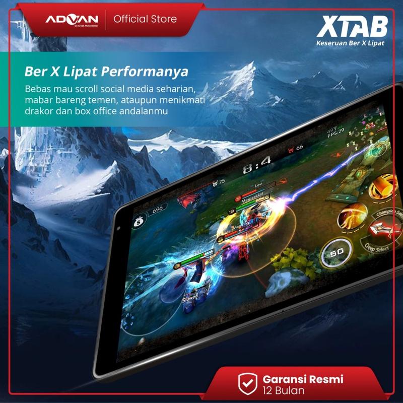 (FREE CASE) ADVAN XTAB 4GB/64GB 8" Inci Quadcore T310 Tablet Android 13 HD IPS Dual SIM 4G LTE Dual Camera WiFi Bluetooth 6