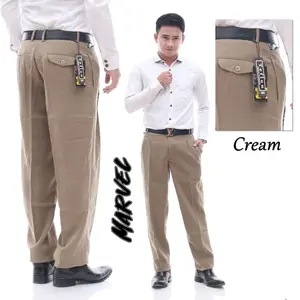celana Kerja Kantor pria standard formal reguler bahan Kain teflon  tebal Panjang Cream Hitam Nyaman Slimfit Fit