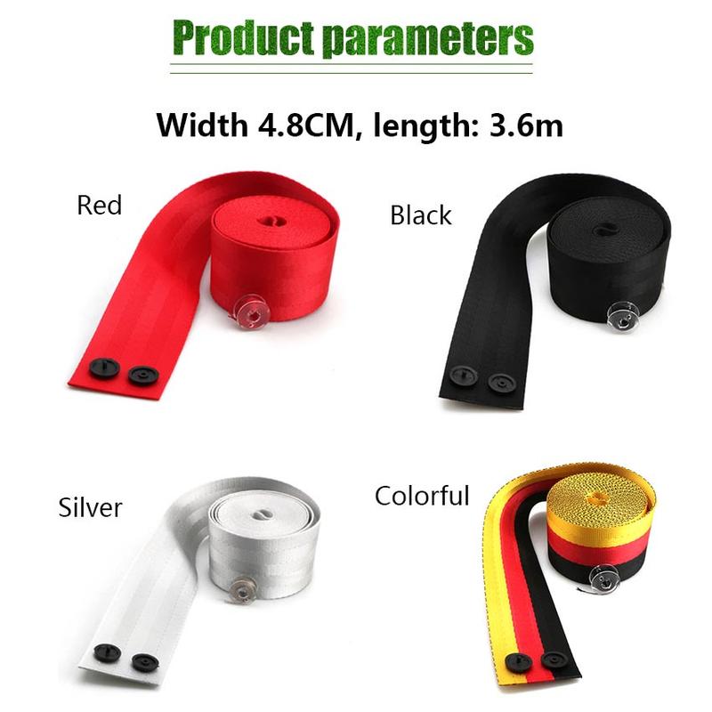 Product Introduction of COD FREE Shipping 38 Colors 3.6M/Roll Car Seat Belt Webbing Car High-Strength Polyester Seat Safety Belts Car Accessories 19