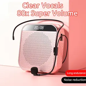 Speaker karaoke Megaphone Mini Guru Tour Guide Pidato Speaker Pinggang Dengan Kabel Audio Mic Headset musik box mini salon pengeras suara mikrofon