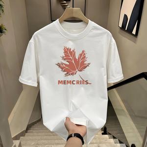 ผ้าฝ้ายคอกลมแขนสั้นเสื ้อยืดผู้ชายเทรนด์ภาษาอ ังกฤษพิมพ์ฤดูร้อนด้านบ หลวมพร้อมเสื้อยืดขนาด