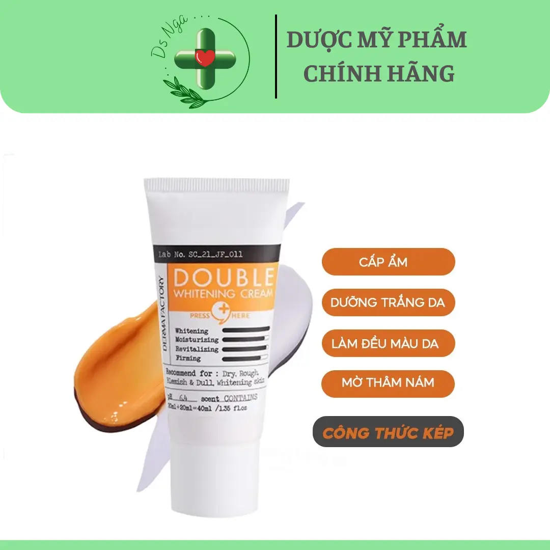 [Mẫu Mới] Tranexamix 6% + Glutathione 2000ppm  Derma Factory Double Whitening Cream 40ml Nữ Làm Đẹp Da Dưỡng Ẩm Da Skincare Chăm Sóc Da Women