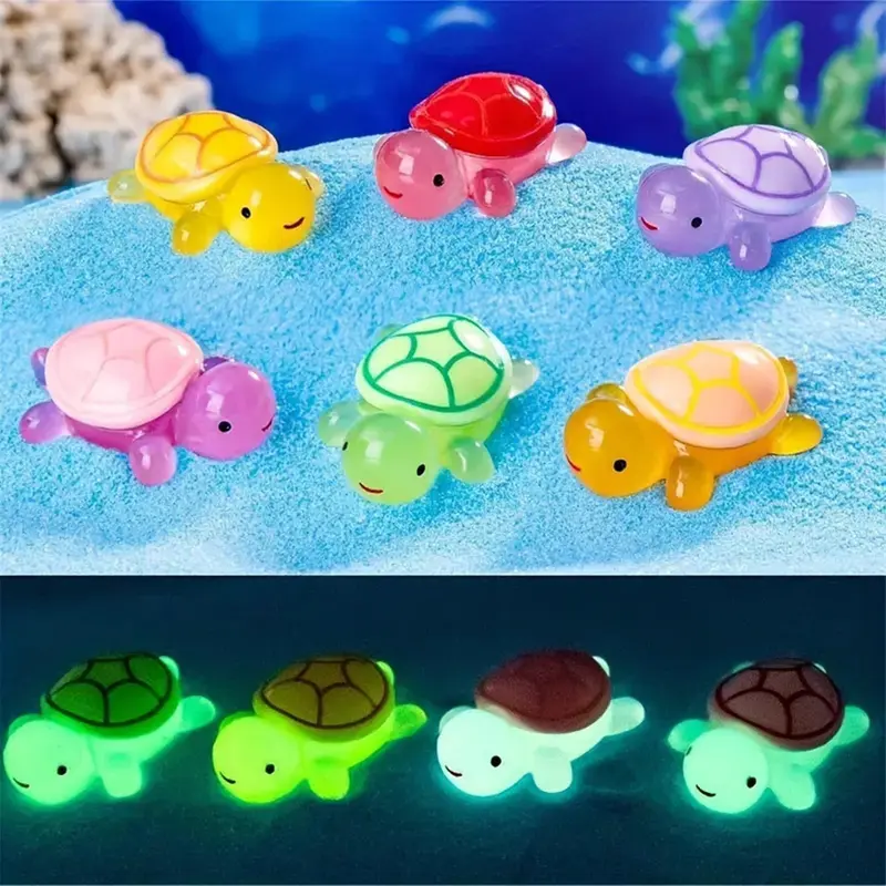 Random Color Luminous Turtle Design Ornament, 30pcs/set Cute Turtle Decoration, Mini Glow in The Dark Turtle Ornament for Home Decor 6