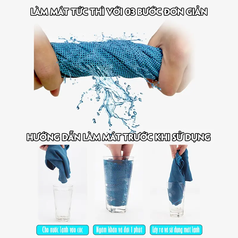 Khăn Lạnh Thể Thao Làm Mát Tức Thì CoolTowel Khăn Chuyển Nhiệt Lạnh Hỗ Trợ Làm Mát Thấm Hút Mồ Hôi Nhanh Khô 8