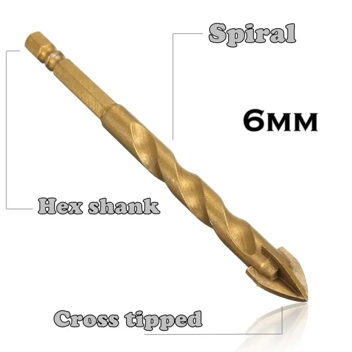 mata bor tombak Cross Head 6mm mata bor kaca keramik porselen metal