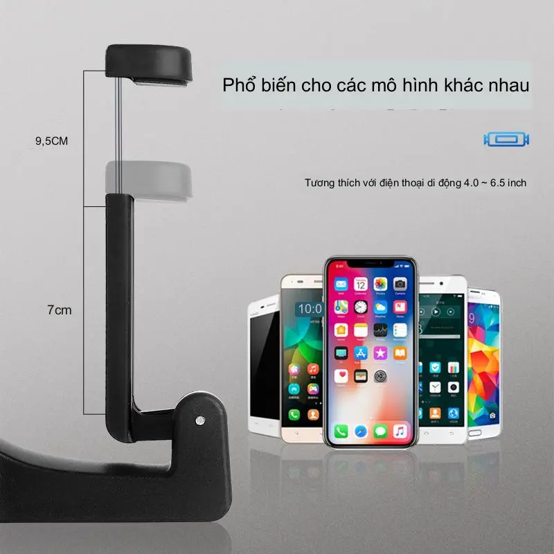 Móc Treo Đồ Sau Ghế Ô Tô Kèm Giá Đỡ Điện Thoại Xe Hơi Đa Năng Xoay 360 Độ Chịu Được Tải Trọng Cao Bền Đẹp Thẩm Mỹ 3