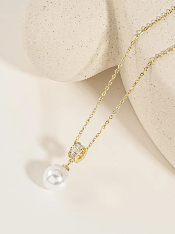 S925 Sterling Silver Faux Pearl Decor Necklace for Women, Fashion Jewelry for Party, Daily Clothing Decor, Trendy All-match & Exquisite Jewelry for Birthday Gift 3