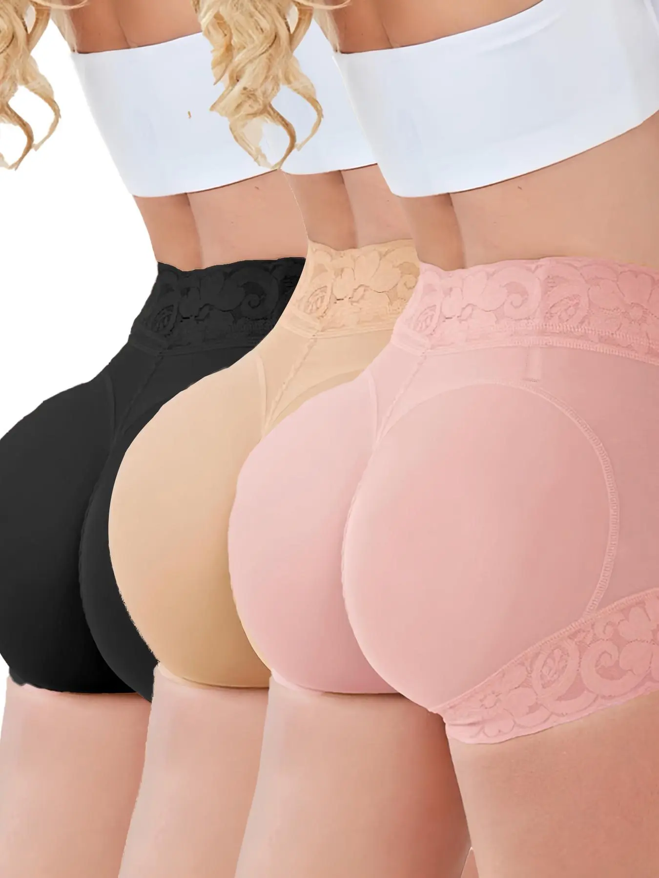 Women's Plain Contrast Lace High Waist Boyshorts, Casual Comfy Breathable Seamless High Rise Panty for Daily Wear, Ladies Underwear for All Seasons