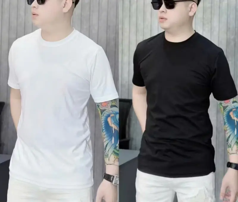 Áo thun nam cổ tròn phông trơn cộc tay mẫu mới combo quần short - Menswear 0