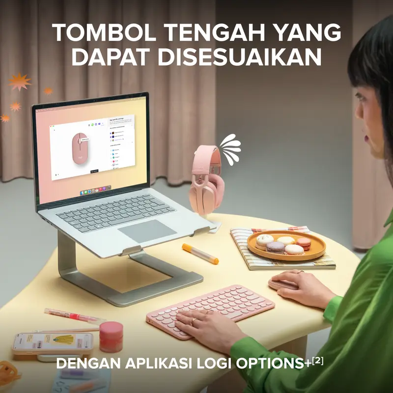 Logitech Pebble 2 M350s Mouse Wireless Bluetooth Slim Silent dilengkapi dengan Baterai untuk Laptop, Computer. Komposisi bahan lebih dari 50% Plastik Daur Ulang Ramah Lingkungan 4
