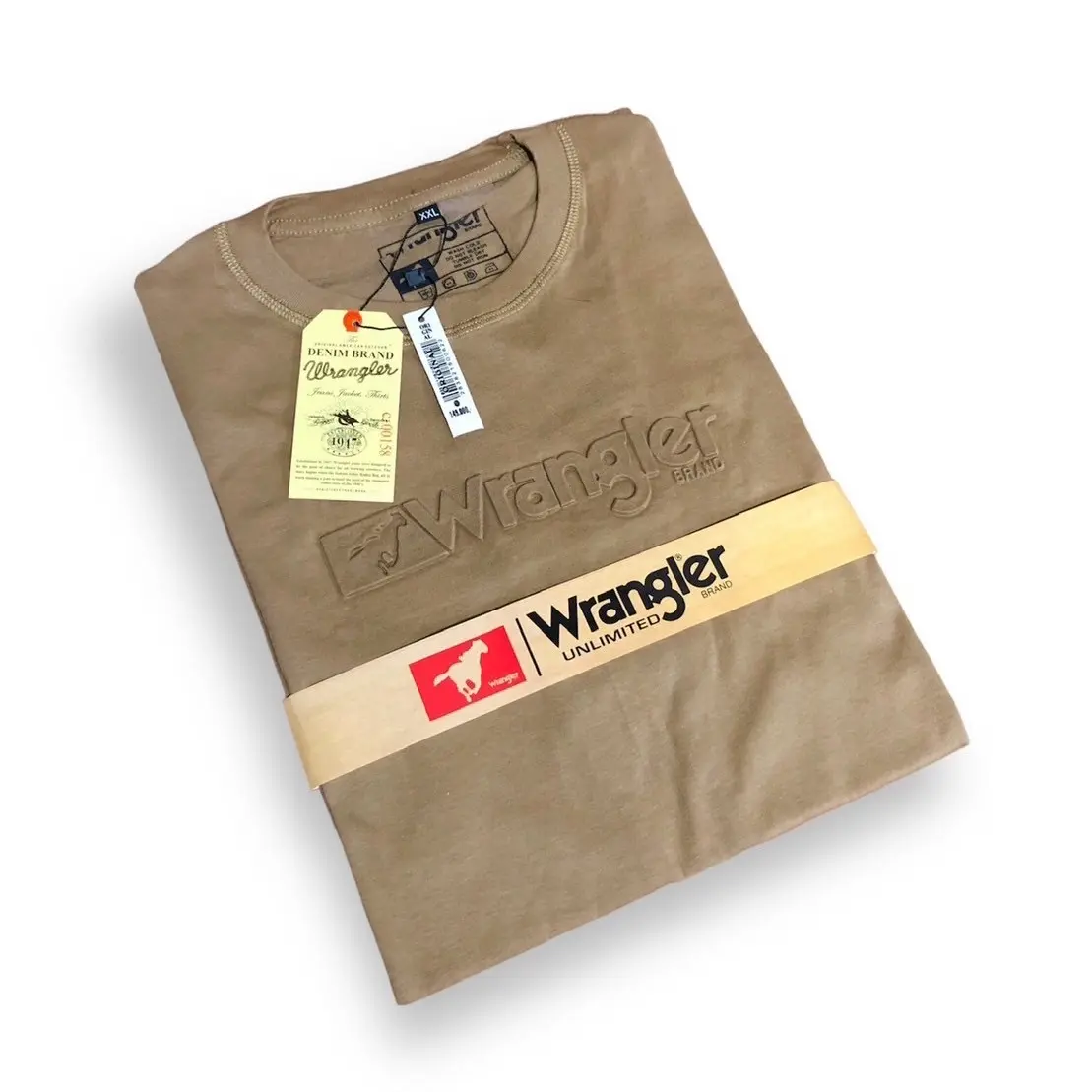 T-shirt Kaos Wrangler Embos Coksu Baju Kaos Motif Timbul Premium Quality Full Hangtag Combed Katun Nyaman Pria Santai Formal Simple  Polos Panjang Tebal Lembut