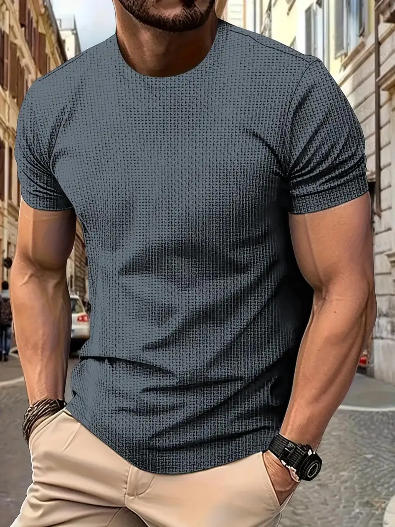 Men's Regular Fit Short Sleeve Tee, Casual Comfy Round Neck T-shirt for Summer, Fashion Men's Top for Daily Wear