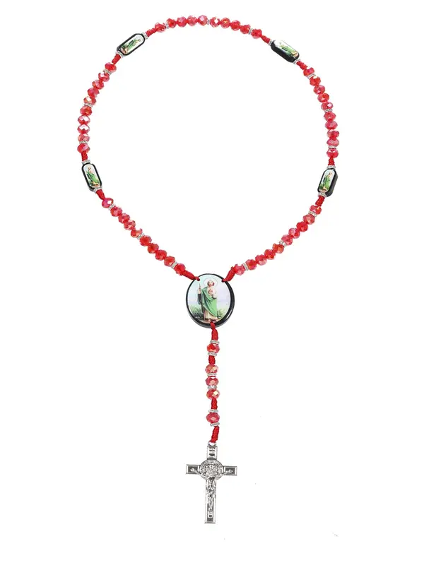 Easter Rhinestone Decor Cross Design Rosary Bead Necklace, Fashion Jewelry for Women & Men, Religion Blessing Accessory 4