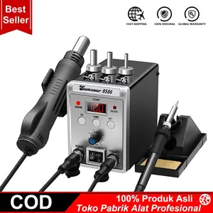 Stasiun Solder 8586 700W 2 in 1 Digital Display SMD Ulang Hot Air Gun Solder Besi 220V ESD Las Pematrian Alat Perbaikan Logam